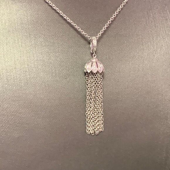 Diamond Tassel Pendant Chain Necklace 18k Gold 0.15 TCW Certified $3,950 111311 - Picture 9 of 10
